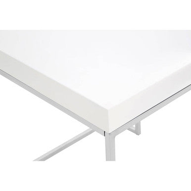 White High Gloss Side Table with Chrome Finish Legs