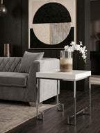 White High Gloss Side Table with Chrome Finish Legs
