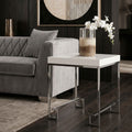 White High Gloss Side Table with Chrome Finish Legs