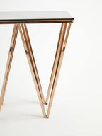 Amber Glass Side Table with Rose Gold Finish Base