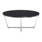 Black Marble Effect Round Coffee Table with Chrome Base