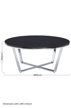 Black Marble Effect Round Coffee Table with Chrome Base
