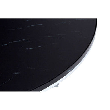 Black Marble Effect Round Coffee Table with Chrome Base