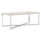 White Marble Effect Rectangular Coffee Table with Chrome Finish Base