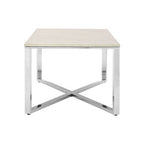 White Marble Effect Rectangular Coffee Table with Chrome Finish Base