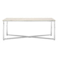 White Marble Effect Rectangular Coffee Table with Chrome Finish Base