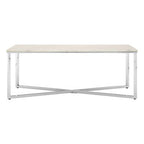 White Marble Effect Rectangular Coffee Table with Chrome Finish Base
