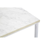 White Marble Effect Rectangular Coffee Table with Chrome Finish Base