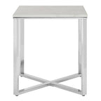 White Marble Effect Square Side Table with Chrome Base