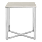 White Marble Effect Square Side Table with Chrome Base