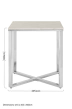 White Marble Effect Square Side Table with Chrome Base