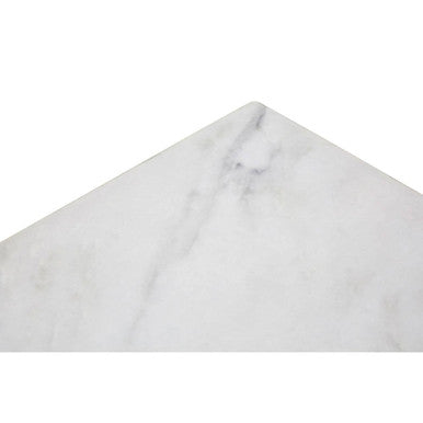 White Marble Effect Square Side Table with Chrome Base