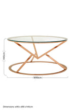 Clear Glass Round Coffee Table with Rose Gold Finish Base