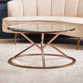 Clear Glass Round Coffee Table with Rose Gold Finish Base
