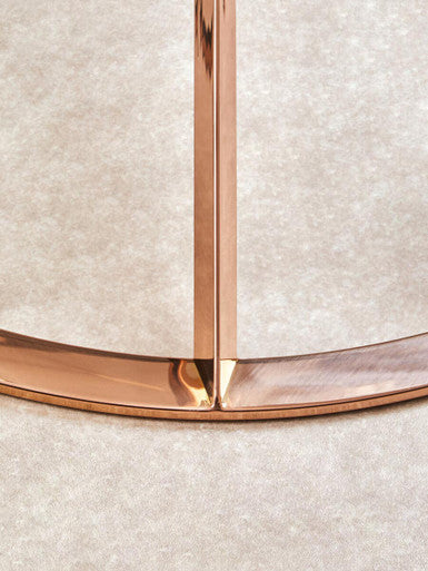 Clear Glass Round Coffee Table with Rose Gold Finish Base