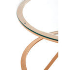 Clear Glass Round Coffee Table with Rose Gold Finish Base