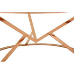 Clear Glass Round Coffee Table with Rose Gold Finish Base