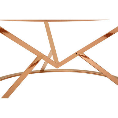 Clear Glass Round Coffee Table with Rose Gold Finish Base