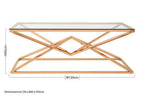 Rose Gold Finish Rectangular Coffee Table with Geometric Base