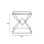 Clear Glass Square Side Table with Silver Finish Frame