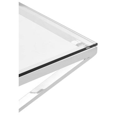 Clear Glass Square Side Table with Silver Finish Frame