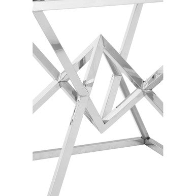 Clear Glass Square Side Table with Silver Finish Frame