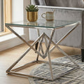 Clear Glass Square Side Table with Silver Finish Frame