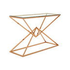 Clear Glass Console Table with Rose Gold Finish Frame