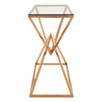 Clear Glass Console Table with Rose Gold Finish Frame