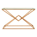 Clear Glass Console Table with Rose Gold Finish Frame