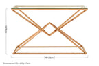 Clear Glass Console Table with Rose Gold Finish Frame
