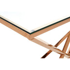 Clear Glass Console Table with Rose Gold Finish Frame