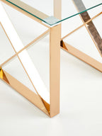 Clear Glass Square Side Table with Rose Gold Finish Legs