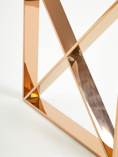 Clear Glass Square Side Table with Rose Gold Finish Legs