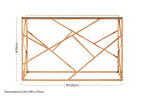 Clear Glass Console Table with Geometric Rose Gold Base