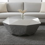 Silver Finish Coffee Table with Diamond Cut Design