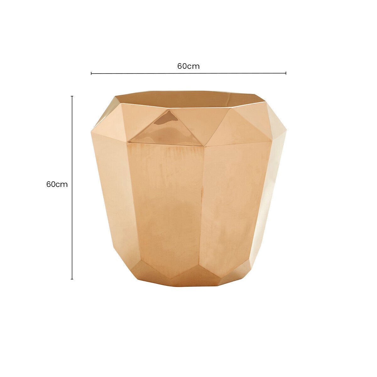 Rose Gold Finish Diamond Cut Side Table