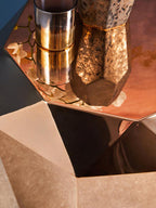Rose Gold Finish Diamond Cut Side Table