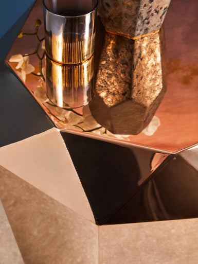 Rose Gold Finish Diamond Cut Side Table