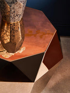 Rose Gold Finish Diamond Cut Side Table