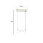 Silver Mirrored Glass Tall Side Table with Chrome Finish Legs