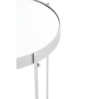 Silver Mirrored Glass Tall Side Table with Chrome Finish Legs