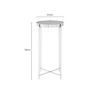 Grey Mirrored Glass Tall Side Table with Brushed Nickel Finish Legs