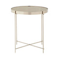 Grey Mirrored Glass Low Side Table with Brushed Nickel Finish Legs