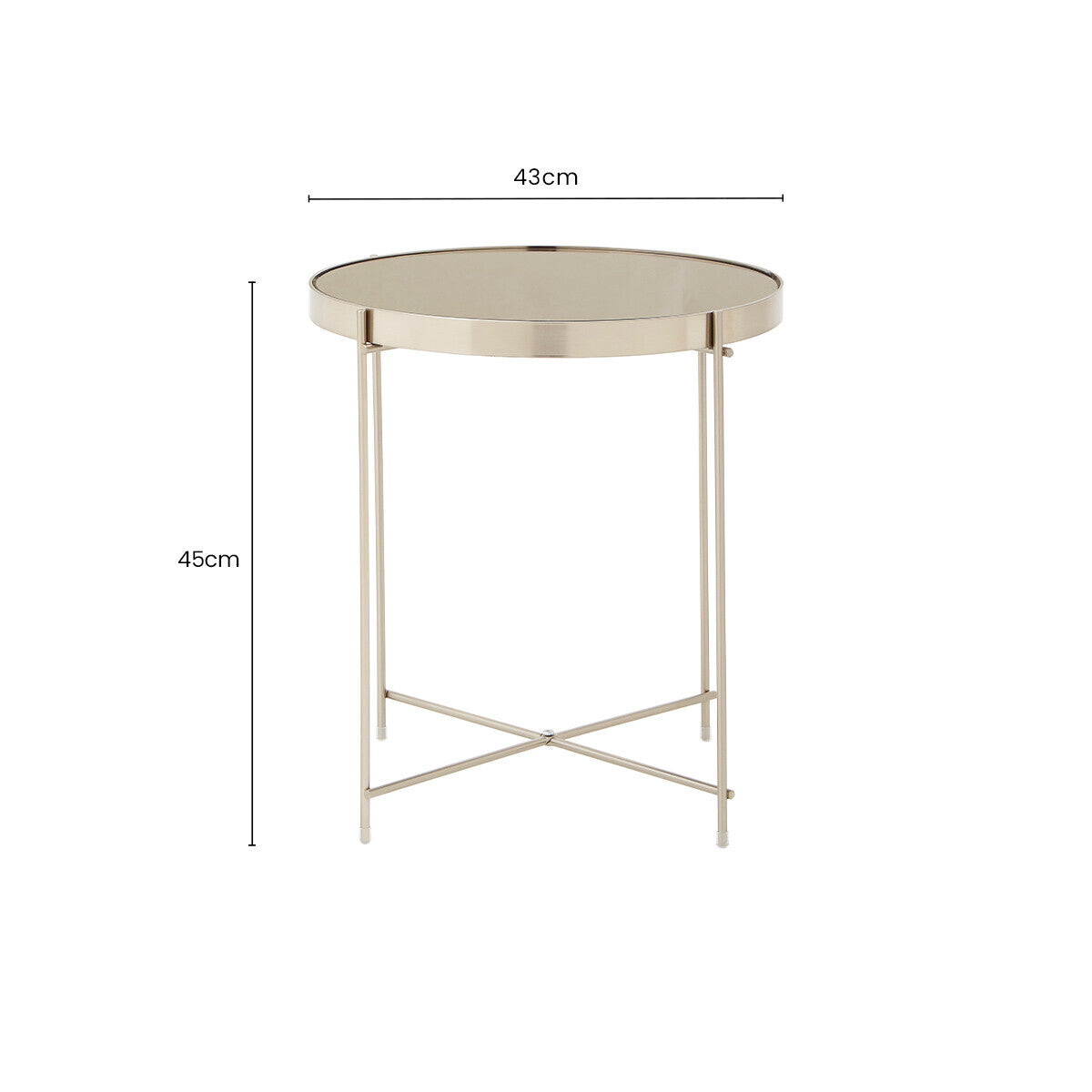 Grey Mirrored Glass Low Side Table with Brushed Nickel Finish Legs