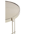 Grey Mirrored Glass Low Side Table with Brushed Nickel Finish Legs