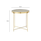 Black Mirrored Glass Low Side Table with Brushed Bronze Finish Legs