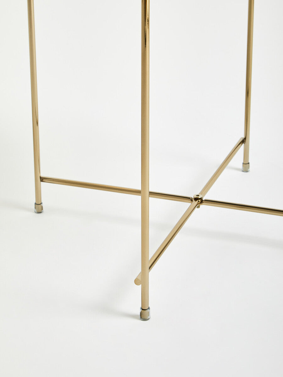 Black Mirrored Glass Low Side Table with Brushed Bronze Finish Legs