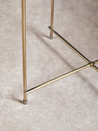 Black Mirrored Glass Low Side Table with Brushed Bronze Finish Legs