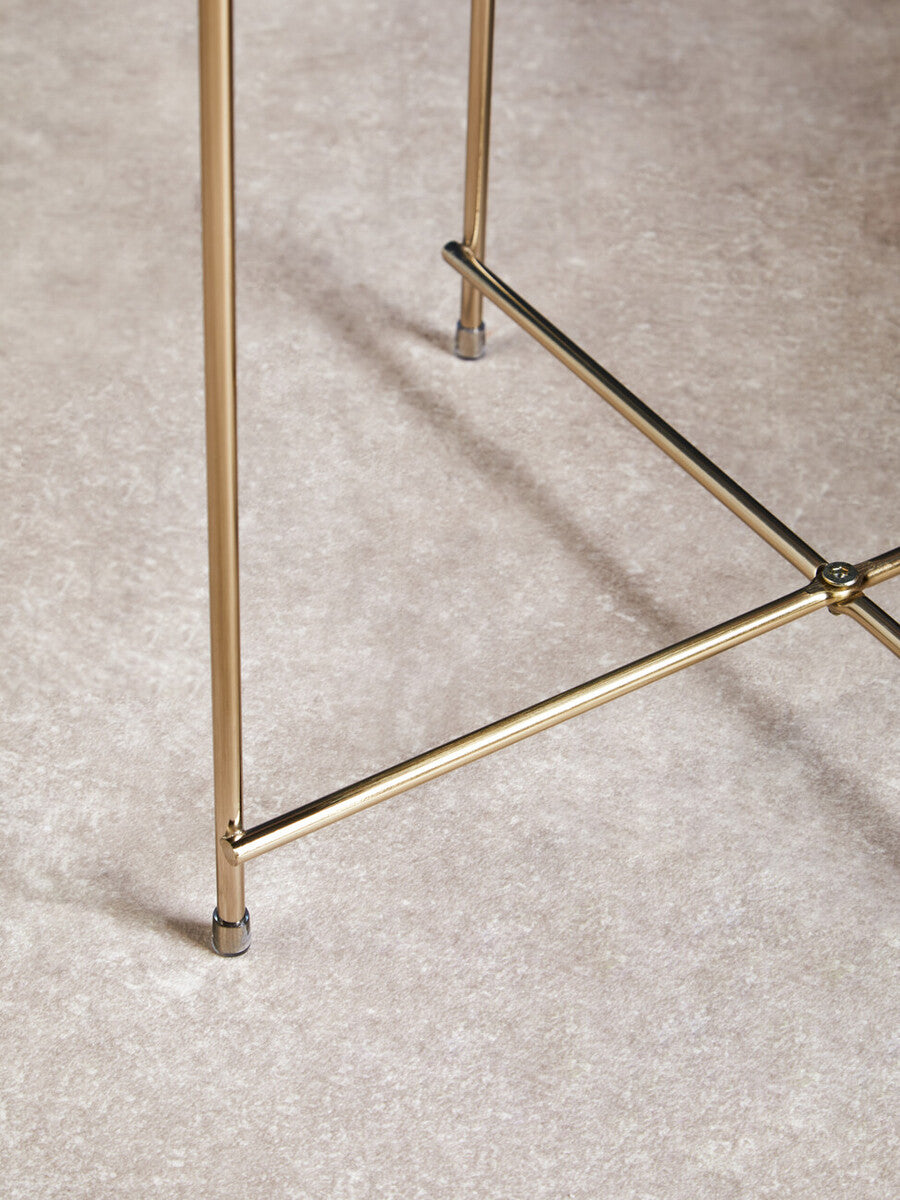 Black Mirrored Glass Low Side Table with Brushed Bronze Finish Legs